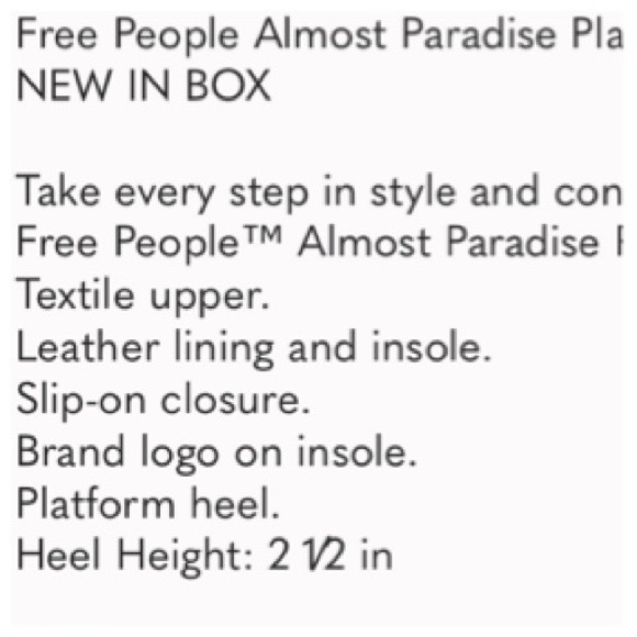 Free People Almost Paradise Platform Sandles - Picture 8 of 8